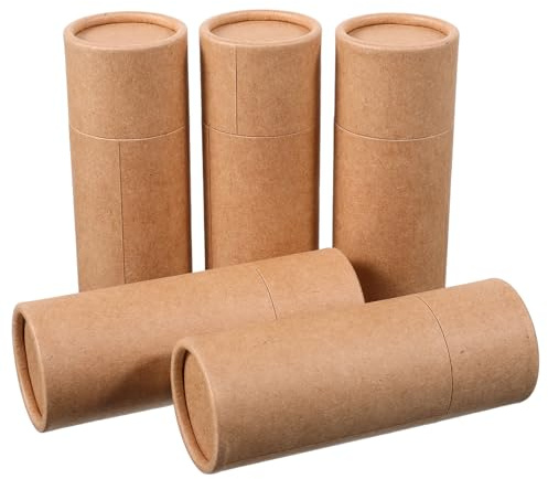GANAZONO 5 Pezzi Contenitori Cilindrici in Carta Kraft per Olio Essenziale Scatole Rotonde in Cartone Resistente per Aromaterapia e Tè Confezione da Viaggio Protettiva