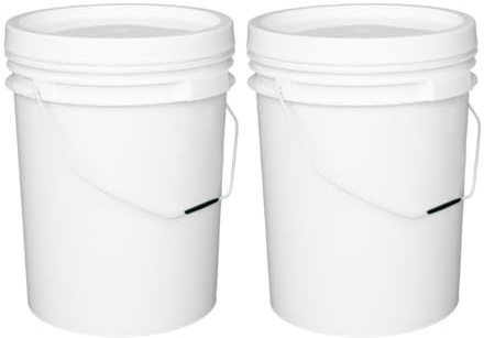 M1SS 20L Food Grade Plastic Bucket – BPA Free Airtight White Storage Container for Food, Liquids, and DIY Use | Durable, Recyclable & Leakproof (Set of 2, Bucket with Lid & Handle)