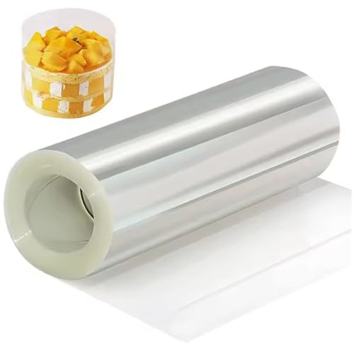 YRsorn Pellicola per torta, altezza 20 cm, stabile, riutilizzabile, trasparente, 10 m, per torte, anello di plastica, per torte, cioccolato, mousse, torte, anelli da dessert