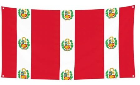 Bandera de Perú con estampado de bandera de Perú, pancarta de fiesta para colgar en el hogar, patio, decoración para cumpleaños, Navidad, Halloween