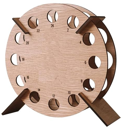 Yctze Estante de Madera para Vino con Cuenta Regresiva de Navidad, Calendario de Adviento, Decoración Navideña, Centro de Mesa Festivo con Acabado Marrón, Ideal para Fiestas de Navidad y Decoración