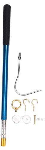 Srliya Gancho Telescópico para Tirar hacia Abajo del ático, Gancho en U de Metal Resistente, Poste de 159 Cm para Puerta de Garaje, Puerta Enrollable, Telescópico para Tirar