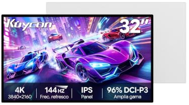 Kuycon P32K 32'' 4K Gaming Monitor 144Hz Fast-IPS Minimalist sin Soporte | 1ms GTG, 500 nits, 96% DCI-P3, Puerto Universal 100W, Audio 3.5mm, Soporte de 100x100mm, Pantalla de Juegos