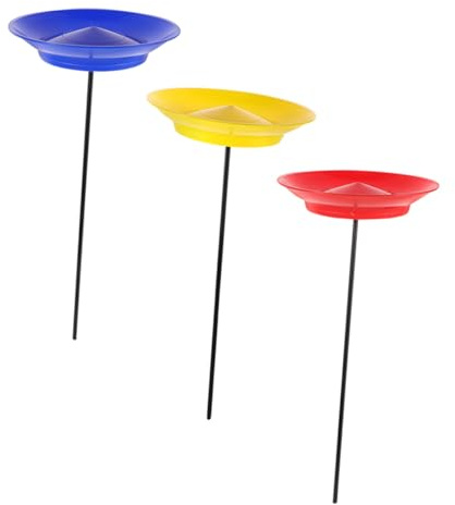 Generico Set 3 Pezzi Piatti da Giocoleria con Bastoni in Plastico, Leggeri e Professionali per Allenamento Sensoriale e Eventi Sportivi di Circo
