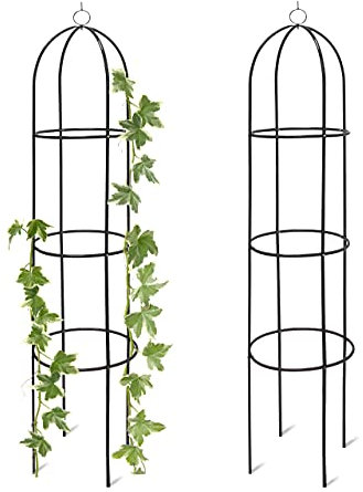 Relaxdays 2X Rankobelisk, Rankhilfe freistehend, dekoratives Rankgestell für Garten, Rankturm, Metall, grün, HBT: 190 x 40 x 40 cm