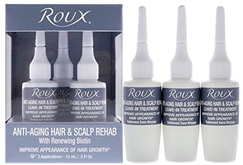 Roux Ampolletas antienvejecimiento para cabello y cuero cabelludo, 3 unidades