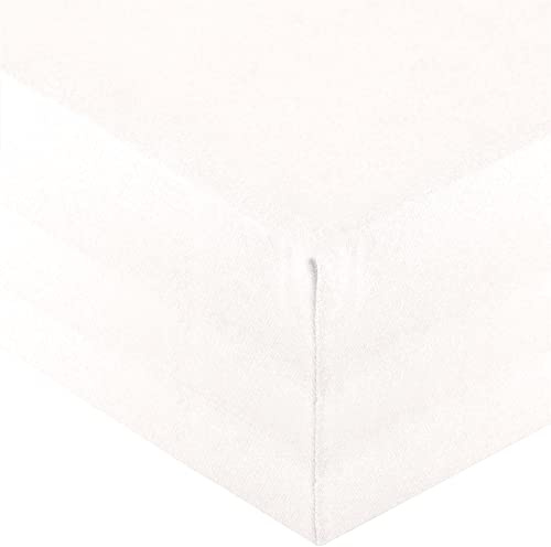 aqua-textil Royal Spannbettlaken Boxspringbett Wasserbett 120x200-130x220 cm Schnee weiß 210g/qm Jersey Mako Baumwolle Elasthan Spannbetttuch