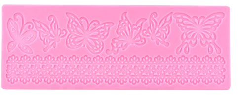 GLOGLOW Schmetterlings-Spitze-Matte Kuchen-Spitze-Form-Kuchen-Dekor-Versorgungsmaterialien Fondant-Spitze-Form-Silikon-Prägungsmatte-Schmetterlings-Spitze-Form-Farben-Rosa