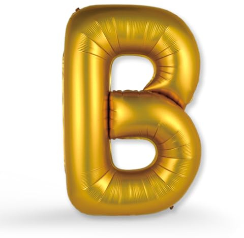 FUNXGO XXL Folienballon Buchstabe B Gold Matt – Riesen Buchstabenballon ca. 100 cm – Verstärktes Material – Für Helium & Luft – Perfekt für Geburtstag, Hochzeit & Party Deko - Ballon B Gold