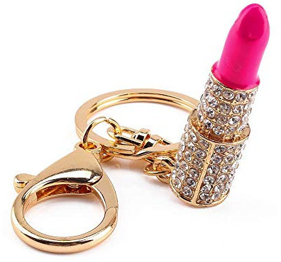 HEEPDD Cristal Maquillage Rouge à lèvres Porte-clés, Sac à Main en Sac Pendentif Porte-clés Maquillage Porte-clés Mousseux Porte-clésFemme