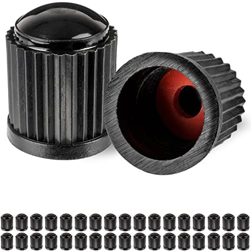 Bouchon de Valve en ABS, Lot de 36, Bouchons Noirs avec Joint pour valves de Voiture, Moto, Scooter, remorque et vélo, Bouchon Valve Voiture, Capuchon de Valve Auto, Bouchon Valve Pneu Voiture, Cap