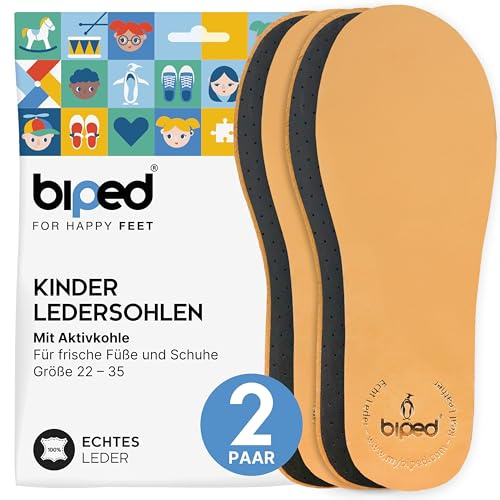 biped 2 paires de semelles intérieures en cuir de qualité supérieure pour enfants avec charbon actif - Semelles souples en cuir pour chaussures d'enfants z2766(30-31)