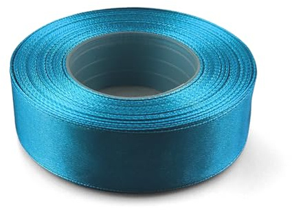 Netuno 1x Satinband Türkisblau 25 mm x 32 m Schleifenbänder Türkis Geschenkbänder farbig Dekobänder Stoff Geschenk Schleife Satinrolle Polyester Soffbänder Schmuck Bänder farbig silk ribbon