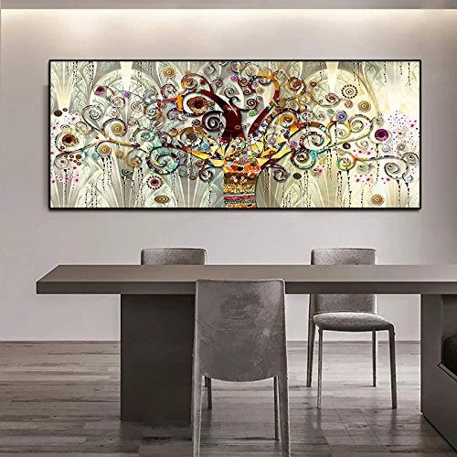 Quadro con cornice L'albero della vita colorato di Gustav Klimt Decorazioni per la casa scandinave quadro d'arte astratta su tela poster da parete 70x140cm (28x55in) con cornice