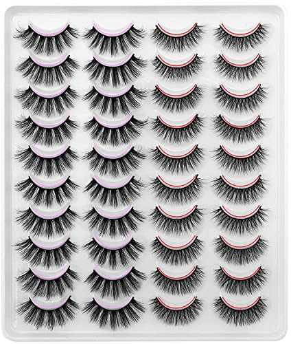 DYSILK 20 Paare 6D Fake Lashes Natürlich Cat Eye Eyelashes Künstliche Wimpern Selbstklebende Fluffy Mink Lashes Wiederverwendbare Extensions Sets | 2 Stile