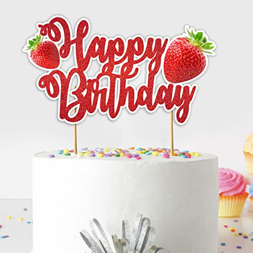 Seyal® Décoration de fête d'anniversaire – Décoration de gâteau d'anniversaire – Véritable fraise