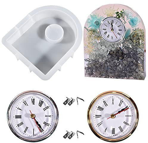 Allazone Uhr Epoxidharz Gießformen, Bogenuhr Harzformen mit 2 Uhrwerken Zubehör für DIY Basteln, Heimdekoration