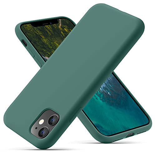 OitiYaa Silikonhülle Entwickelt für iPhone 11 Hülle, Ultradünne Stoßfeste Schutzhülle aus Flüssigsilikon mit weichem, kratzfestem Mikrofaserfutter, 6,1 Zoll, Kieferngrün
