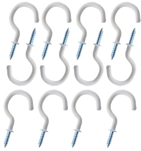varivendo 10er Set Schraubhaken 54mm Lang, Weiß, Verzinkter Stahl mit Kunststoffbeschichtung, Allzweckhaken zur Wand- und Deckenmontage
