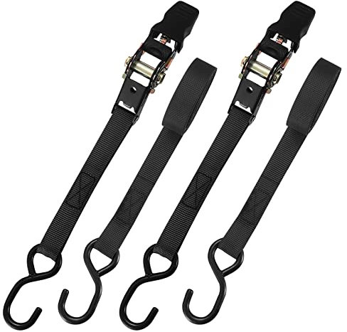 2 Pièces Sangle à Cliquet, Sangle d'Arrimage avec Tendeur à Cliquet, Sangles de Serrage avec Crochets, pour Remorque Auto Caravane Vélo, Matériel de Manutention, Objets Encombrants