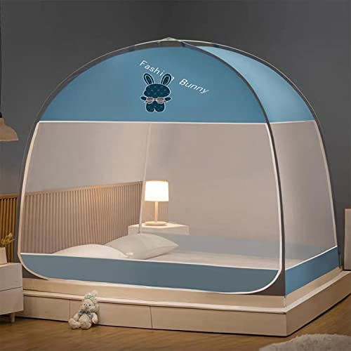 Moskitonetz Pop Up Zelt Bug Net Outdoor Baldachin Portable Folding Design für Patio Schlafzimmer Camping Ausflüge, Blue Fashion Bunny,180 * 200cm