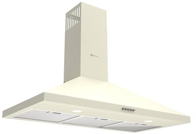 SOLTHERMIC CAMPANA EXTRACTORA 500 M/h TIPO PIRAMIDAL 8923 CREMA 90 CM ANCHO / 3 NIVELES DE POTENCIA/gran POTENCIA y SILENCIOSO/LUZ LED, FILTROS DE ALUMINIO