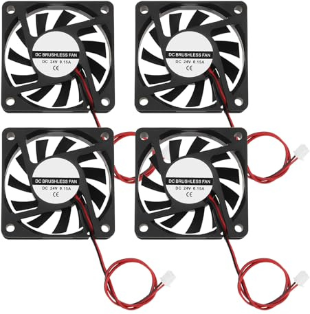 ECSiNG 4 Pezzi DC 24V 6010 Ventola di Raffreddamento Senza Spazzole Cuscinetti A Olio Ventola 60x60x10mm per Il Raffreddamento PC Fai da Te Case del Computer CPU Dispositivi di Raffreddamento