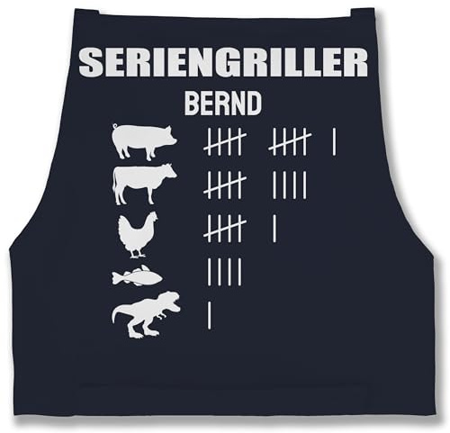 Geschenk mit Namen personalisiert by Shirtracer - Schürze - Grillschürze - Seriengriller mit Name Lustiges Geschenk Grillen Grillgeschenk