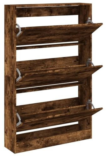 vidaXL Zapatero de Madera de ingeniería Roble Ahumado 80x21x125,5 cm