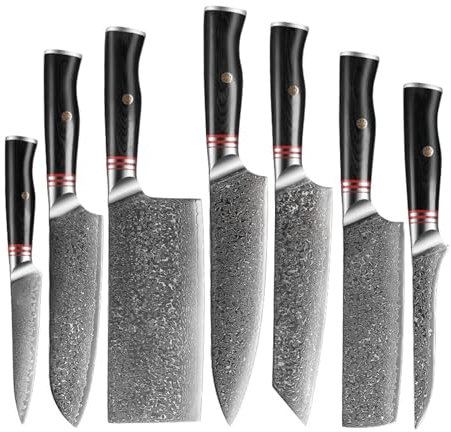 Coltello da chef in acciaio di Damasco Coltello da affettare Mannaia Coltello da cucina giapponese Set di coltelli da cucina in acciaio inossidabile modello VG10