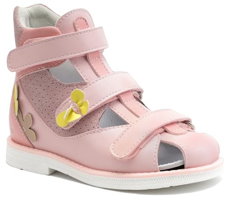 Orthopop Sandalias ortopédicas para niños con soporte para arco y tobillo, zapatos cerrados con espalda alta para niños pequeños Rosa EU 23