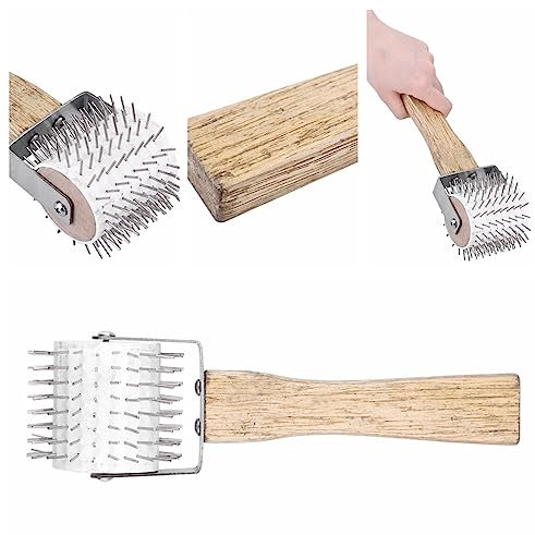 Öffnungsnadelwalze, Professionelles Imkereiwerkzeug Zum Extrahieren von Honigwaben, Hochwertiger Kunststoff und Stahl, Geeignet für Imker, Holzgriff