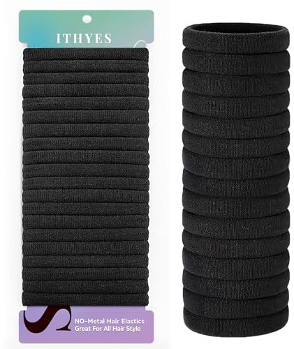 Ithyes Haargummi Damen, 20 Stück Scrunchies - Schwarz, Elastisch, Zopfgummi für Mädchen