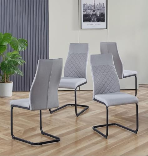 Hallowood Furniture Cullompton Dining Chairs Set of 4, Light Grey Fabric