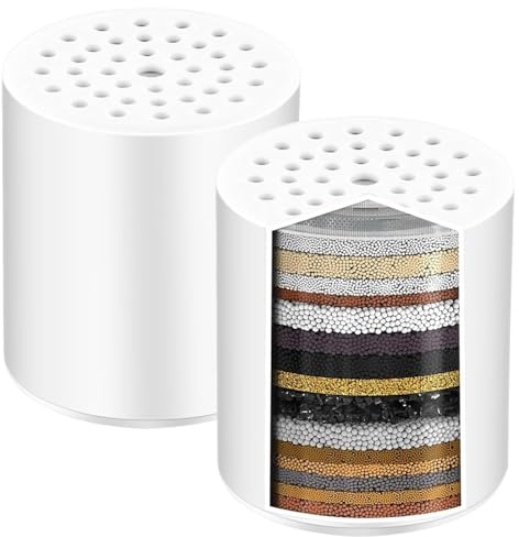 YSYONBOE Filtro per Doccia Cartuccia di Ricambio 25 Stadi Filtro Doccia Universale Rimuove Calcare, Cloro e Metalli Pesanti, Filtro Anticalcare Doccia per Acqua Dura - 2 Pezzi