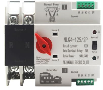 Cetfuro Conmutador de Transferencia Automática de Doble Potencia ATS 2P con Carril Din, Interruptores Selectores, Generador de Energía Ininterrumpible de Milisegundos