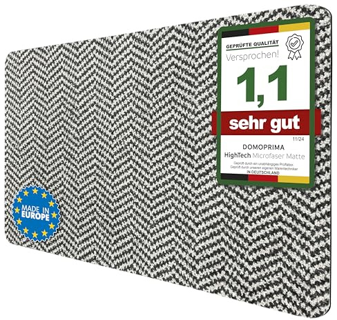 DOMOPRIMA® Fußmatte 80x50 cm Anthrazit-Hellgrau, Fischgrät – Waschbare Schmutzfangmatte aus Mikrofaser, rutschfest und extra saugstark, 7 mm flach, Türmatte für Eingang, Flur, Küche, Bad und Haustier