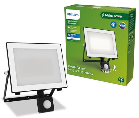 PHILIPS Lois Outdoor Floodlight with Sensor, 50 W, 3000 K, Black​