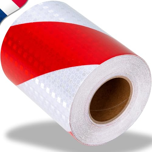 Nastro Bianco e Rosso Segnaletico 10mx10cm per Palo Garage da Esterno Ostacolo Auto Moto Stradale Catarifrangente Adesivo Strisce Catarifrangenti Adesive Banda Segnaletica Nastro A Strisce ✯GARANZIA✯