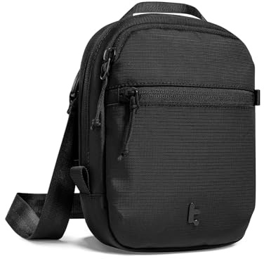 tomtoc Travel Crossbody Bag RFID Blocking – Anti-Theft Lockable Sling Bag, Multiple Pockets for 4-6 Passports, Phone, Headphones, Osmo Pocket 3 & Small Essentials – Organiser for Men & Women, Black