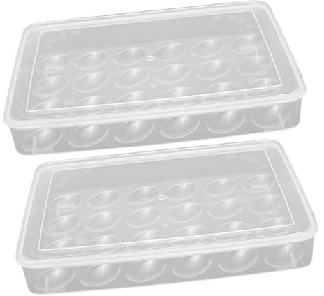 DOITOOL 2pezzi Contenitore Per Uova Da Frigorifero Vassoi Per Uova in Plastica Portauova Scatola Trasparente Scanalature