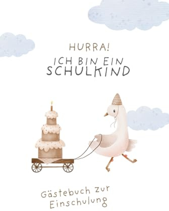 Gästebuch Einschulung – Erinnerungsbuch für den ersten Schultag – 45 Seiten Wünsche + 24 Fotoseiten – Geschenk Einschulung Mädchen & Jungen: Gästebuch zur Einschulung