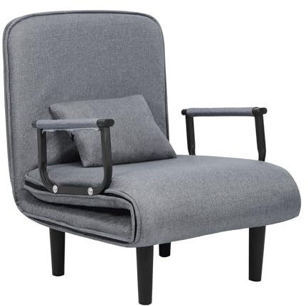 PERZOE 3 in 1 Schlafsofa, Schlafsessel Mit Bettfunktion, Sessel Mit Grau
