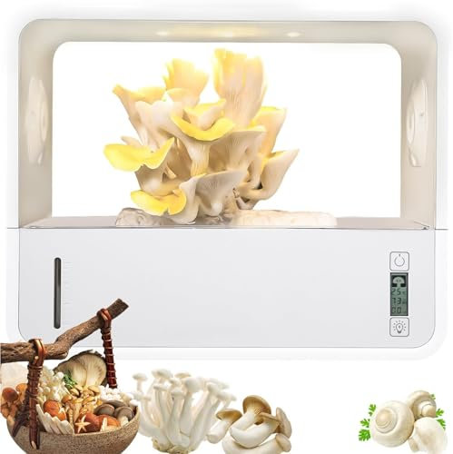 ERICAT Kit De Cultivo De Setas, Caja De Cultivo De Setas con Pantalla LED, Ajuste De Tres Colores Y Ventanas De Observación Claras, Control Automatizado De Temperatura Y Humedad, para Cultivar Setas