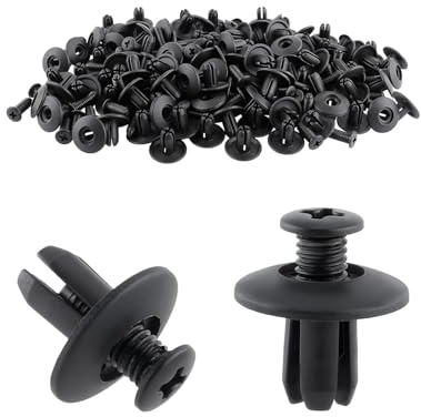JUKOTA 100 Pièces 6mm Rivet Clips Voiture,Clips de fixation pour voiture,Plastique Rivets Fixation de Protection Noir,Pour Pare-Chocs Porte de Voiture Fender Push Kit de Remplacement