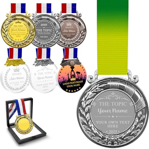 Morlavid Medaille mit Gravur für Auszeichnungen Medaille Personalisiert Logo Text Name Medaillen Selbst Gestalten