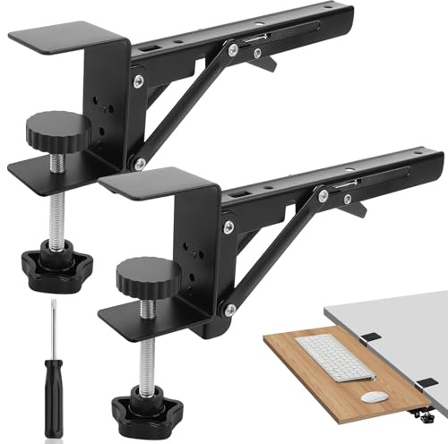 Support D'extension de Bureau Support de Fixation Pliable pour Plateau de Bureau 2Pcs Supports Clavier Coulissant Pliables Noir Extension de Table pour Bureaux D'ordinateur Et Bureaux de Travail