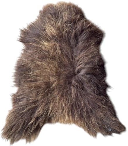 Provellus Island Lammfell – Ganzes Schaffell, Langhaarig Dunkelbraun mit Goldbraunen Spitzen (120-140 cm)