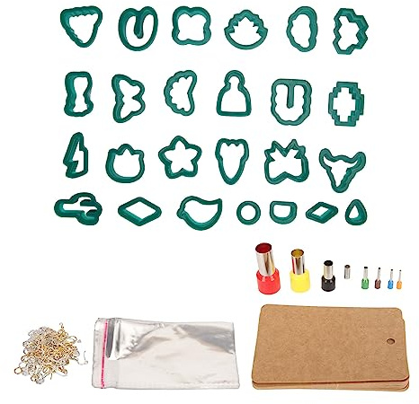 Set di 193 formine per orecchini in argilla polimerica, fai da te, 25 forme per portachiavi e collane, verde scuro, strumenti versatili per il fai da te, esperienza di taglio liscia