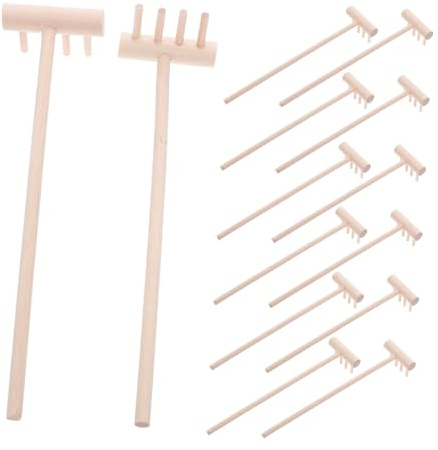 Toddmomy Lot de 24 Mini Râteaux De Jardin Outils De Jardinage De Table Râteau À Main Bricolage Outils De Jardinage Zen Râteau De Table Miniature Manche Court